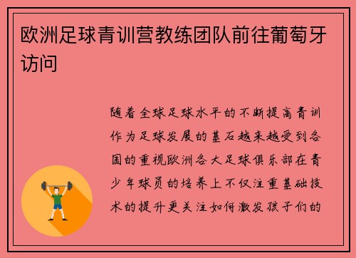 欧洲足球青训营教练团队前往葡萄牙访问