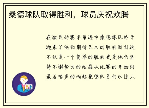 桑德球队取得胜利，球员庆祝欢腾